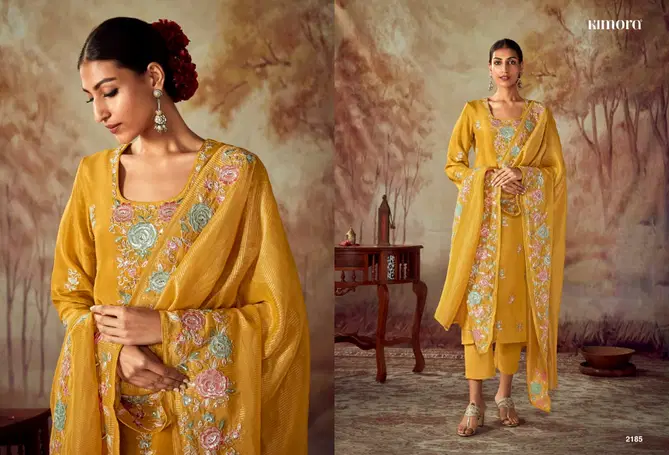 Shahi By Kimora Russian Silk With Embroidery Designer Salwar Suits Wholesale Market In Surat